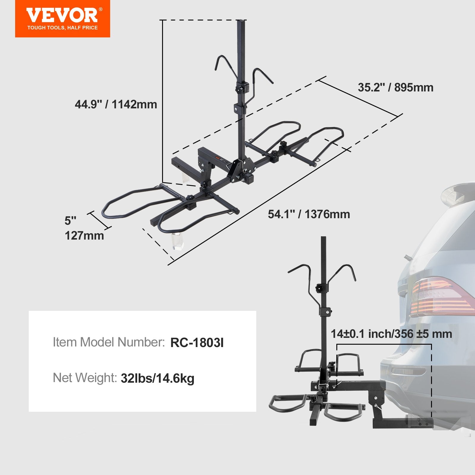 Bicycle Stands & Storage: VEVOR 2-Bike Rack Hitch Mount 160lbs Folding Carrier Car Truck SUV 2