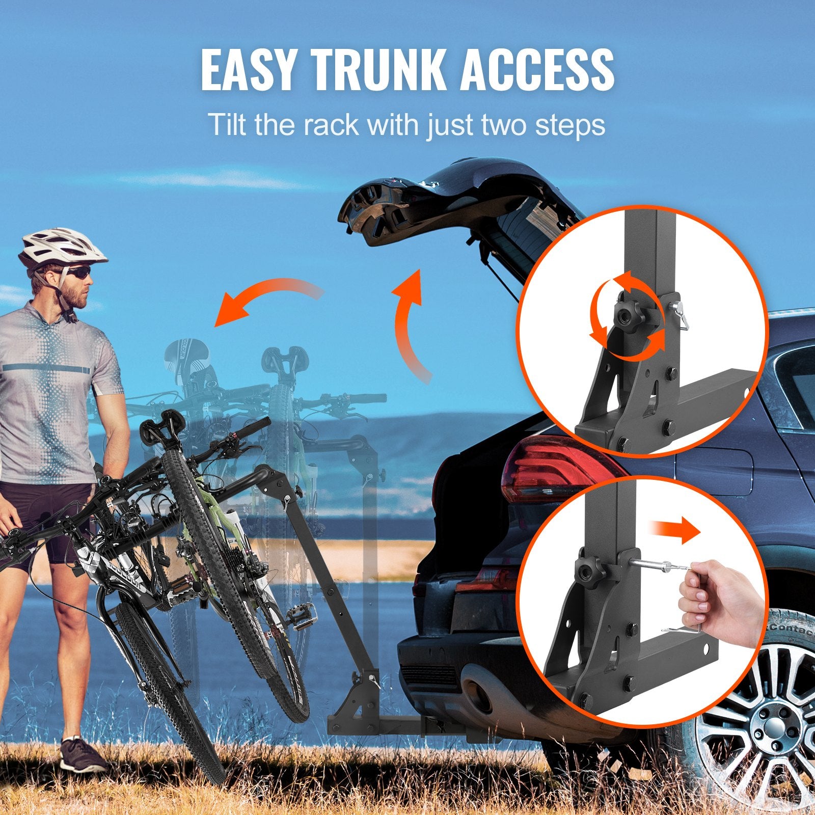 Bicycle Stands & Storage: VEVOR 4 Bike Rack Hitch Mount Folding Swing Down Bicycle Carrier Car Truck SUV 150 lbs