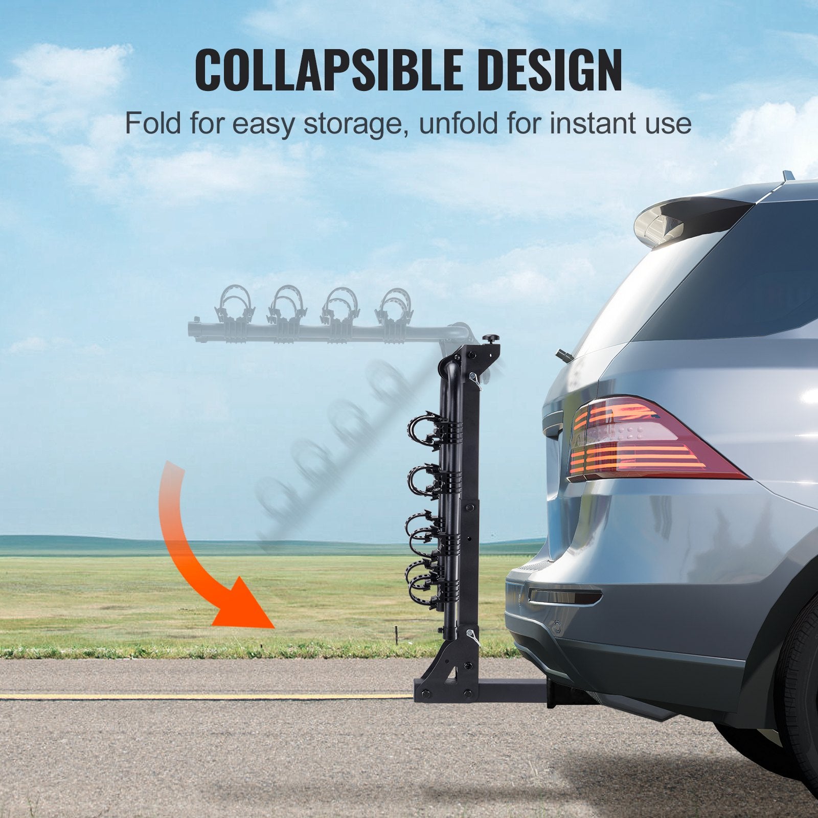 Bicycle Stands & Storage: VEVOR 4 Bike Rack Hitch Mount Folding Swing Down Bicycle Carrier Car Truck SUV 150 lbs