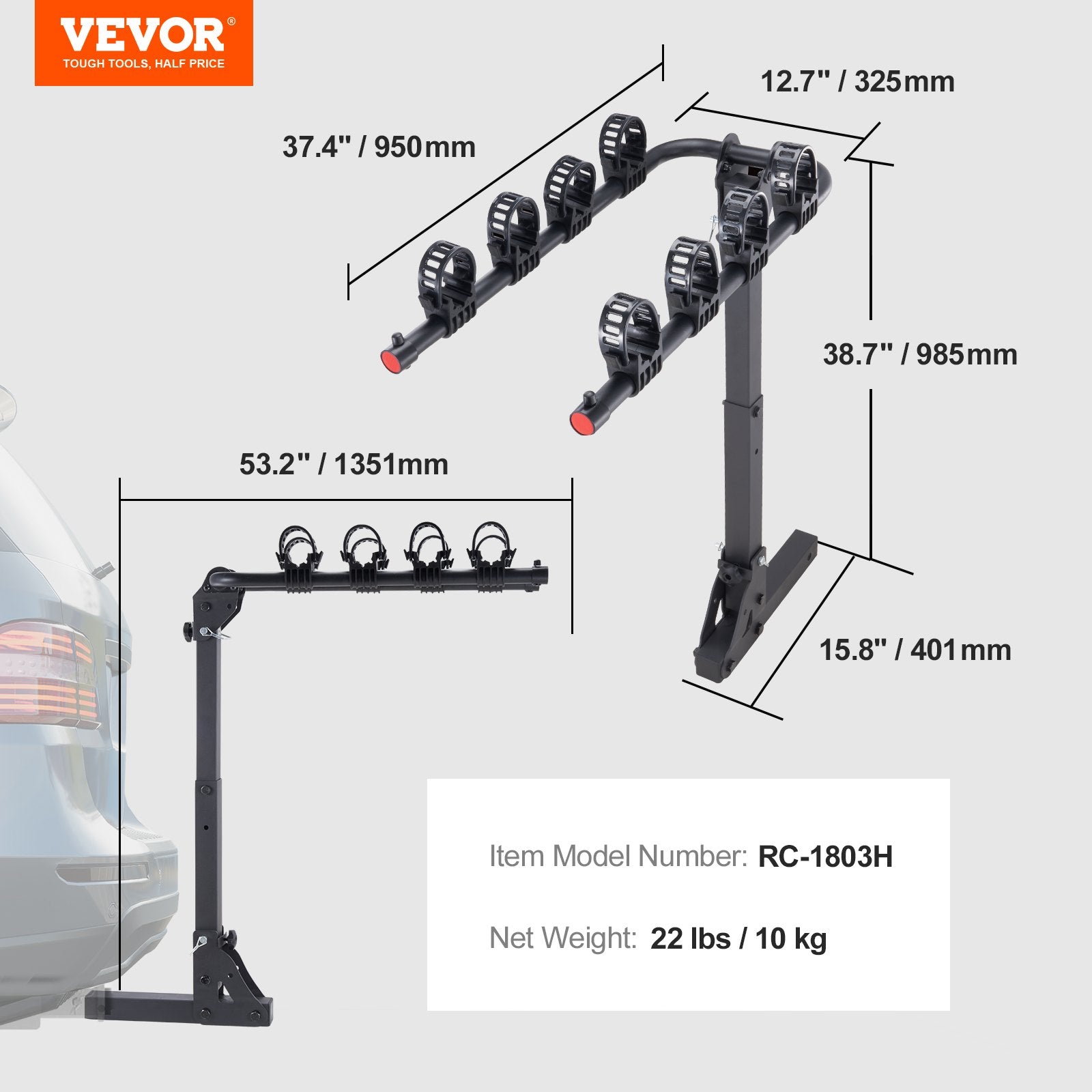 Bicycle Stands & Storage: VEVOR 4 Bike Rack Hitch Mount Folding Swing Down Bicycle Carrier Car Truck SUV 150 lbs