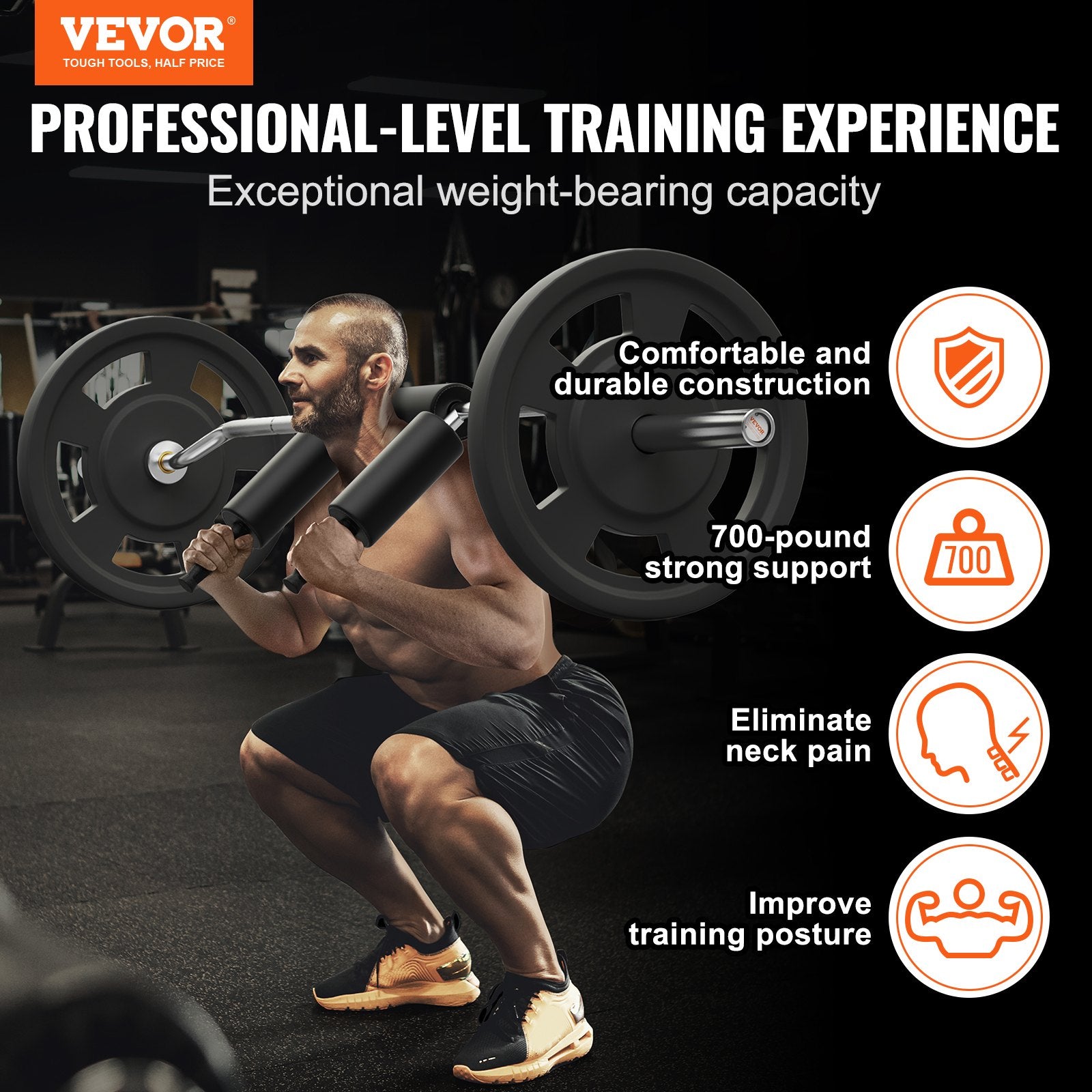 Basketball & Basketball Accessories: VEVOR Safety Squat Bar, 318kg Fitness Squat  Bar, Safety Squat Bar Attachment with Shoulder and Arm Pads, 28mm Diameter Weight Bar, Ideal for Front Squats, Lunges, Rehab, Physical Therapy