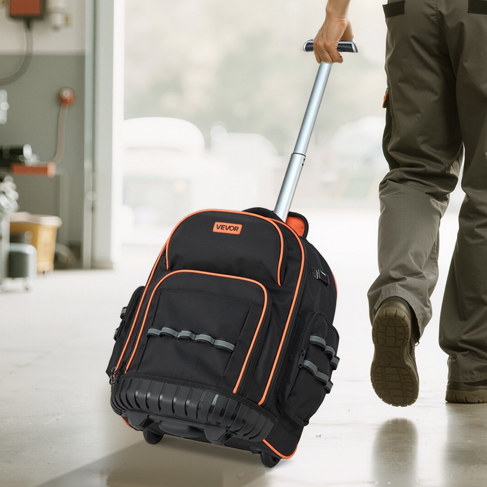 Mobility & Accessibility: VEVOR Rolling Tool Backpack, 110 lbs Load Capacity, 45 Pockets Heavy Duty Roller Tool Bag on Wheels, Adjustable Telescoping Handle & Stable Base, Toolbag Organizers for Construction, Mechanic