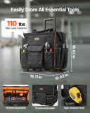 Mobility & Accessibility: VEVOR Rolling Tool Bag, 110 lbs Load Capacity, 25 Pockets Heavy Duty Roller Tool Bag with Adjustable Telescoping Handle & Stable Base, Toolbag Organizers with Wheels for Electrician, Construction