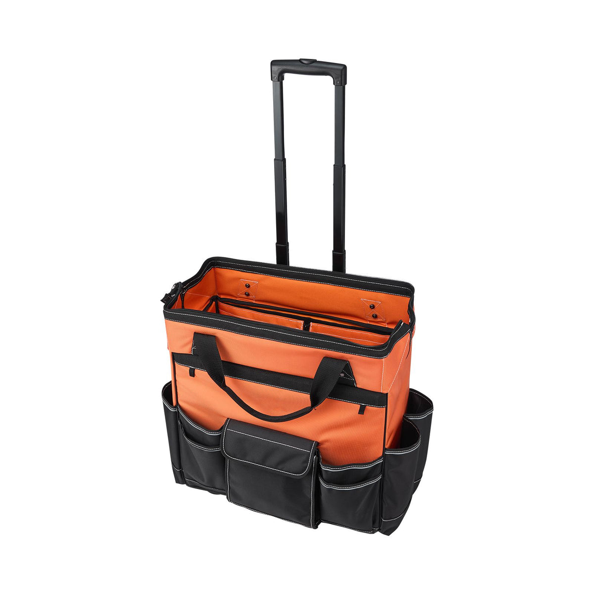 Rolling Tool Bag, 110 lbs Load Capacity, 27 Pockets Heavy Duty Roller Tool Bag on Wheels, Adjustable Telescoping Handle & Stable Base, Toolbag Organizers with Wheels for Construction, Mechanic