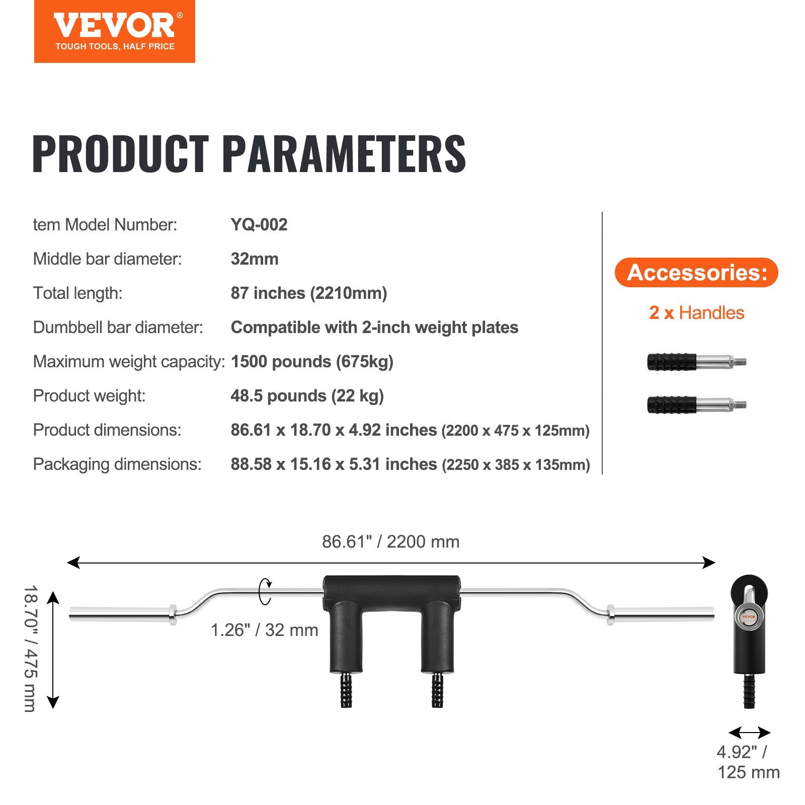 Weightlifting Machines & Racks: VEVOR Safety Squat Bar Fitness Squat Bar Attachment Weight Lifting