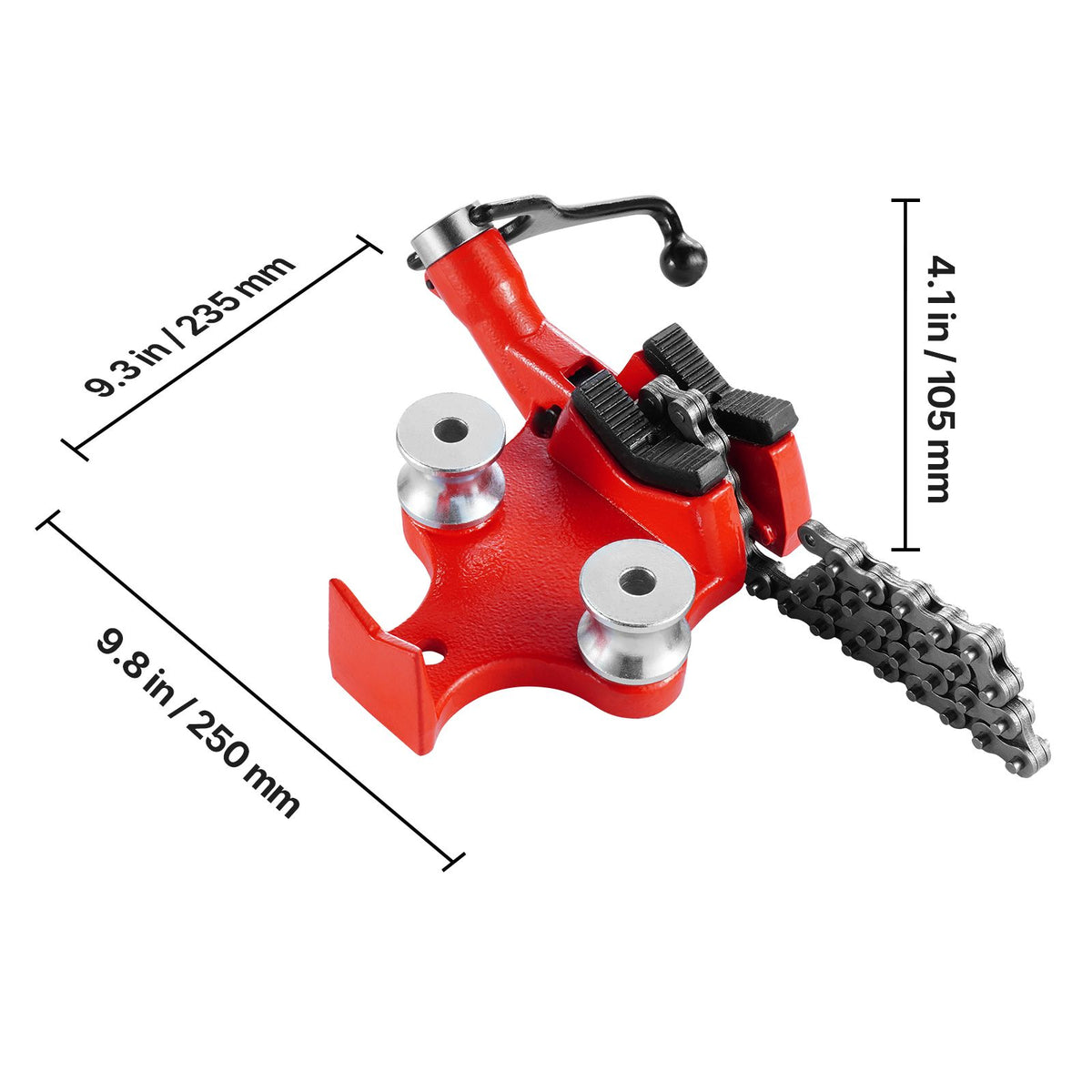 Heavy-Duty Pipe Chain Vise, 1/8" - 5" Pipe Capacity, 26" Rugged Chain & Cast Iron Base, Hitch Mount Vise Plate Holder With Adjustable Height - Fits 2 inch x 2 inch Receiver