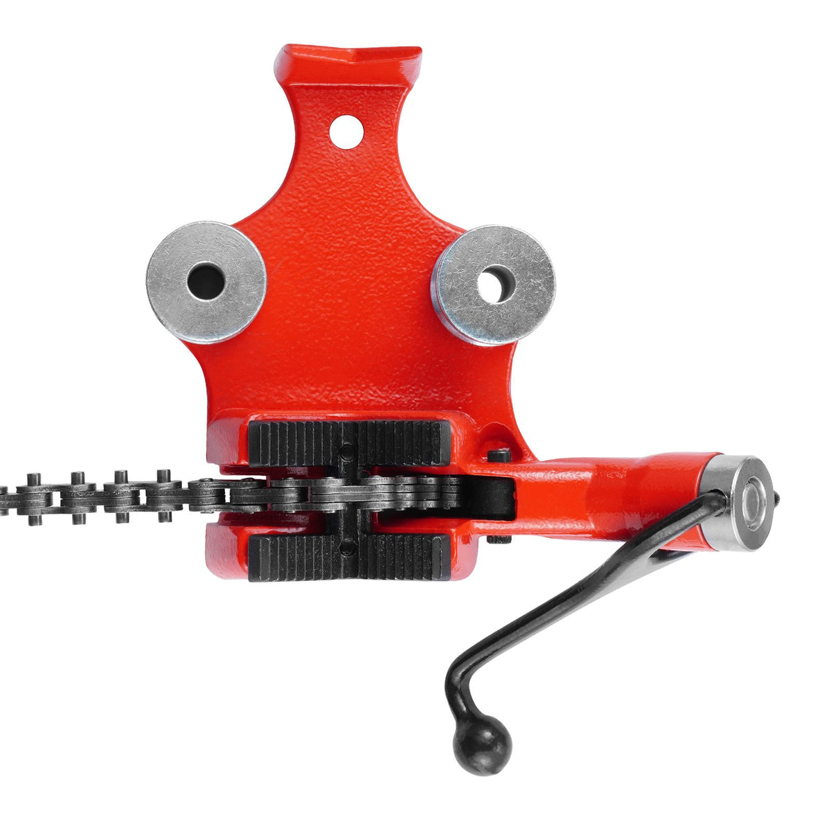 Heavy-Duty Pipe Chain Vise, 1/8" - 5" Pipe Capacity, 26" Rugged Chain & Cast Iron Base, Hitch Mount Vise Plate Holder With Adjustable Height - Fits 2 inch x 2 inch Receiver