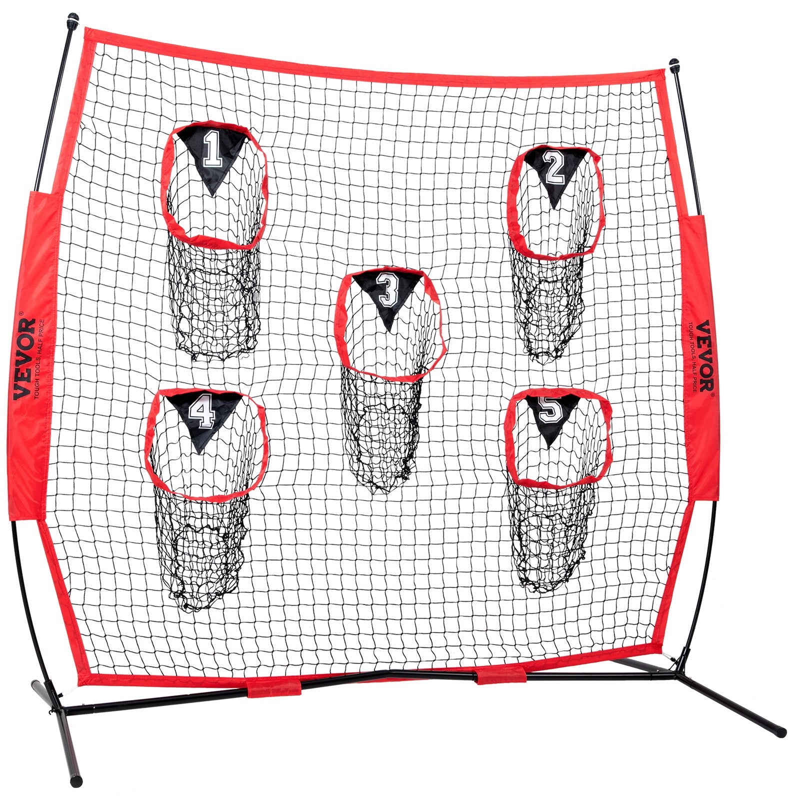 Basketball & Basketball Accessories: VEVOR 6 x 6 ft Football Trainer Throwing Net, Training Throwing Target Practice Net with 5 Target Pockets, Knotless Net Includes Bow Frame and Portable Carry Case, Improve QB Throwing Accuracy, Red