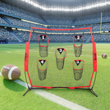 Basketball & Basketball Accessories: VEVOR 6 x 6 ft Football Trainer Throwing Net, Training Throwing Target Practice Net with 5 Target Pockets, Knotless Net Includes Bow Frame and Portable Carry Case, Improve QB Throwing Accuracy, Red