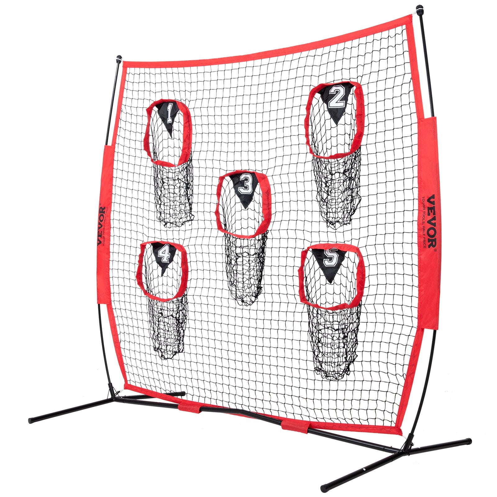Basketball & Basketball Accessories: VEVOR 6 x 6 ft Football Trainer Throwing Net, Training Throwing Target Practice Net with 5 Target Pockets, Knotless Net Includes Bow Frame and Portable Carry Case, Improve QB Throwing Accuracy, Red