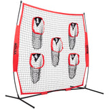 Basketball & Basketball Accessories: VEVOR 6 x 6 ft Football Trainer Throwing Net, Training Throwing Target Practice Net with 5 Target Pockets, Knotless Net Includes Bow Frame and Portable Carry Case, Improve QB Throwing Accuracy, Red