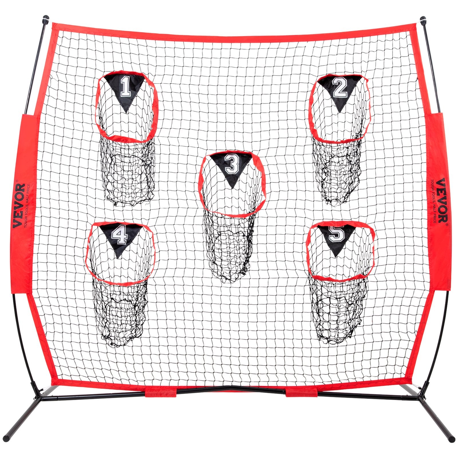 Basketball & Basketball Accessories: VEVOR 6 x 6 ft Football Trainer Throwing Net, Training Throwing Target Practice Net with 5 Target Pockets, Knotless Net Includes Bow Frame and Portable Carry Case, Improve QB Throwing Accuracy, Red