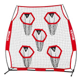 Farm Equipment: VEVOR 1828.8x1828.8mm Football Trainer Throwing Net, Training Throwing Target Practice Net with 5 Target Pockets, Knotless Net Includes Straps and Portable Carry Case, Improve QB Throwing Accuracy,Red