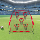 Farm Equipment: VEVOR 2133.6 x 2133.6mm Football Trainer Throwing Net, Training Throwing Target Practice Net with 5 Target Pockets, Knotless Net Includes Straps and Portable Carry Case, Improve QB Throwing Accuracy