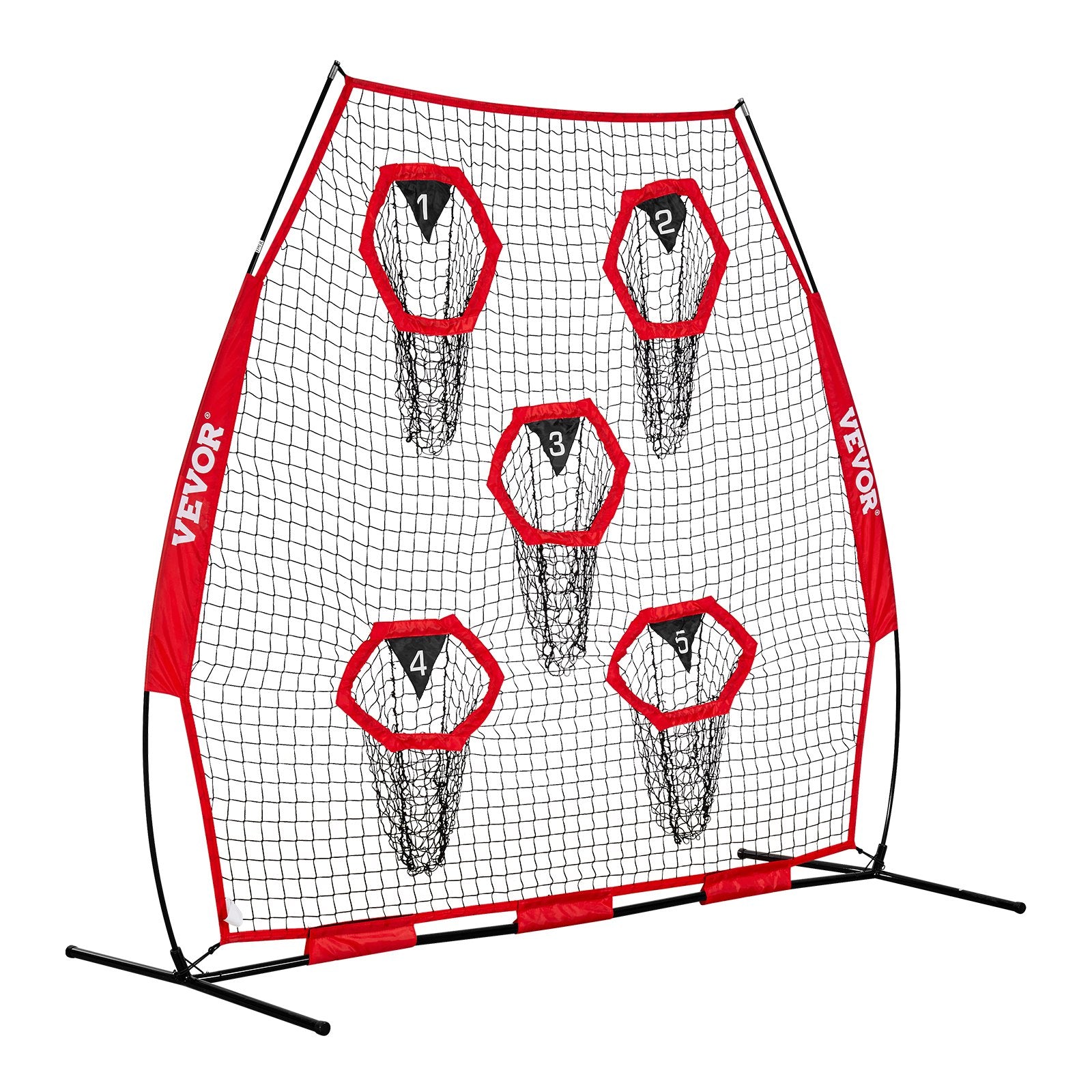 Farm Equipment: VEVOR 2133.6 x 2133.6mm Football Trainer Throwing Net, Training Throwing Target Practice Net with 5 Target Pockets, Knotless Net Includes Straps and Portable Carry Case, Improve QB Throwing Accuracy