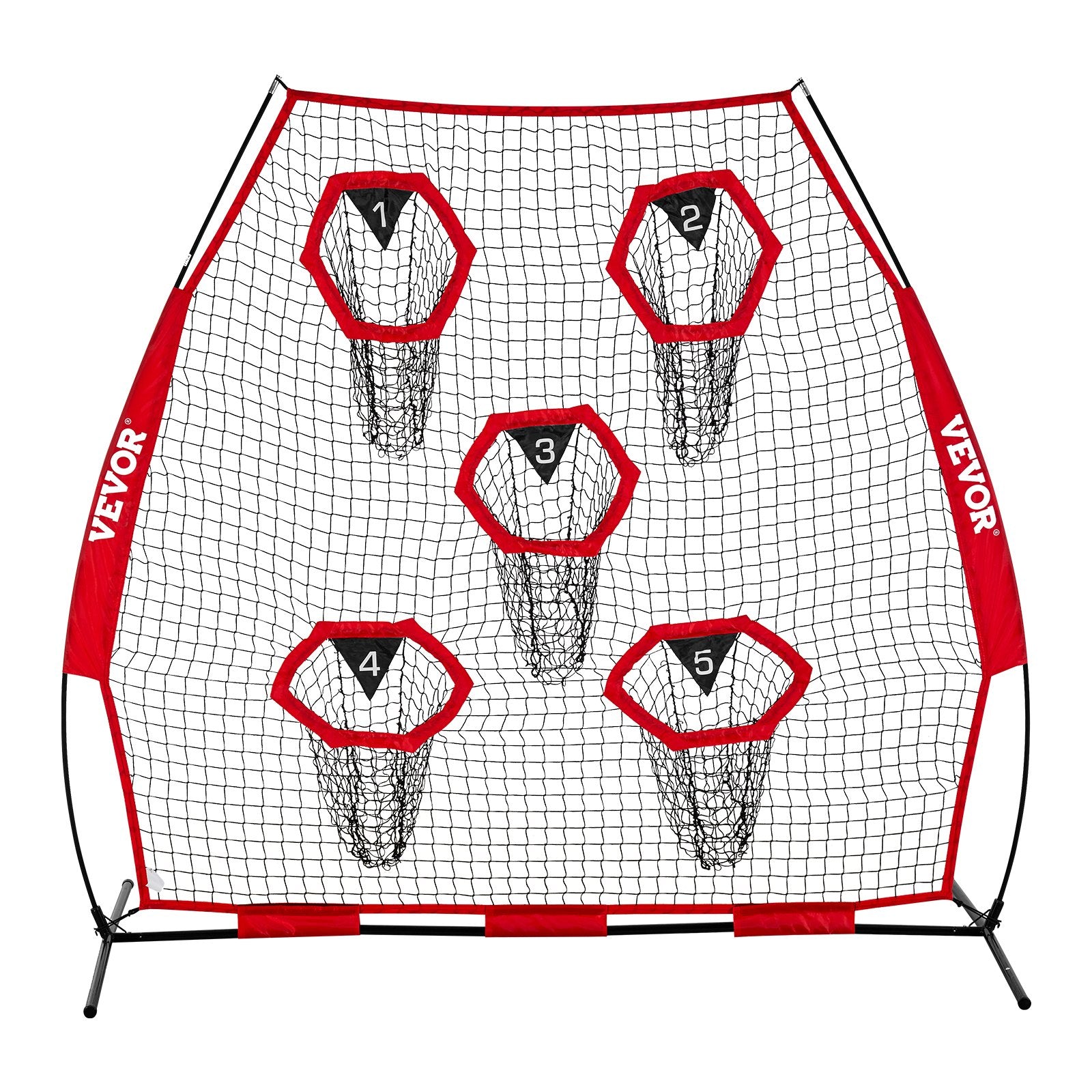 Farm Equipment: VEVOR 2133.6 x 2133.6mm Football Trainer Throwing Net, Training Throwing Target Practice Net with 5 Target Pockets, Knotless Net Includes Straps and Portable Carry Case, Improve QB Throwing Accuracy