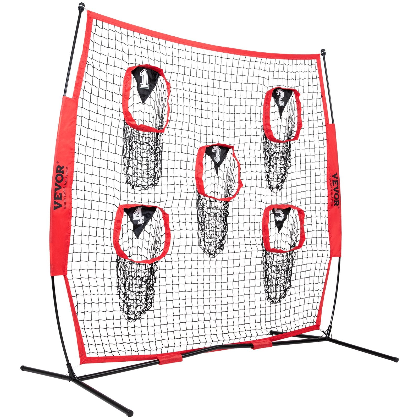Basketball & Basketball Accessories: VEVOR 8 x 8 ft Football Trainer Throwing Net, Training Throwing Target Practice Net with 5 Target Pockets, Knotless Net Includes Bow Frame and Portable Carry Case, Improve QB Throwing Accuracy, Red