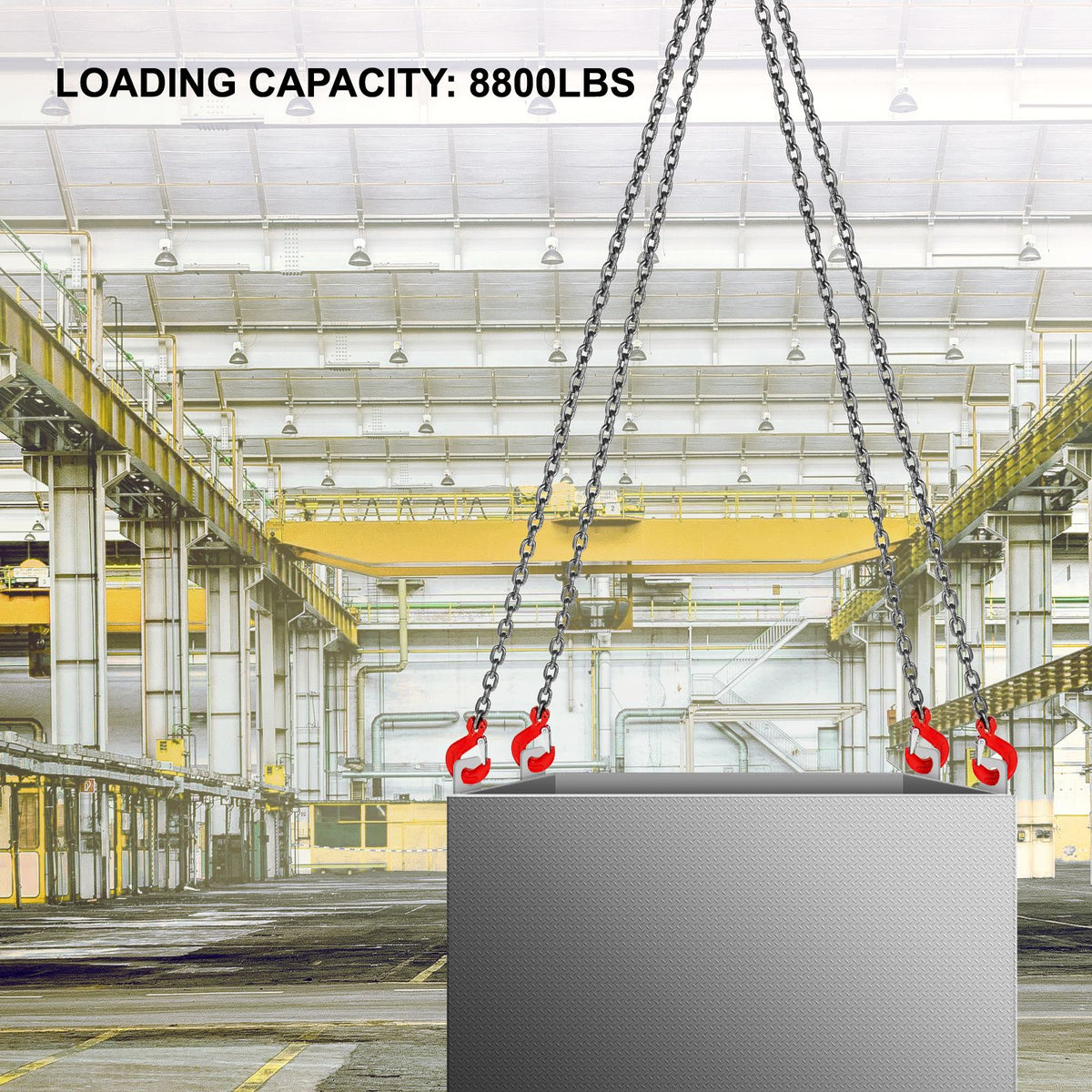 4 Legs Lifting Hook Chain Sling 2Mx8MM, 4T Lifting Chain Sling Legs Steel Factories Steel Powder Coating Lifting Chain High Temperature Resistance