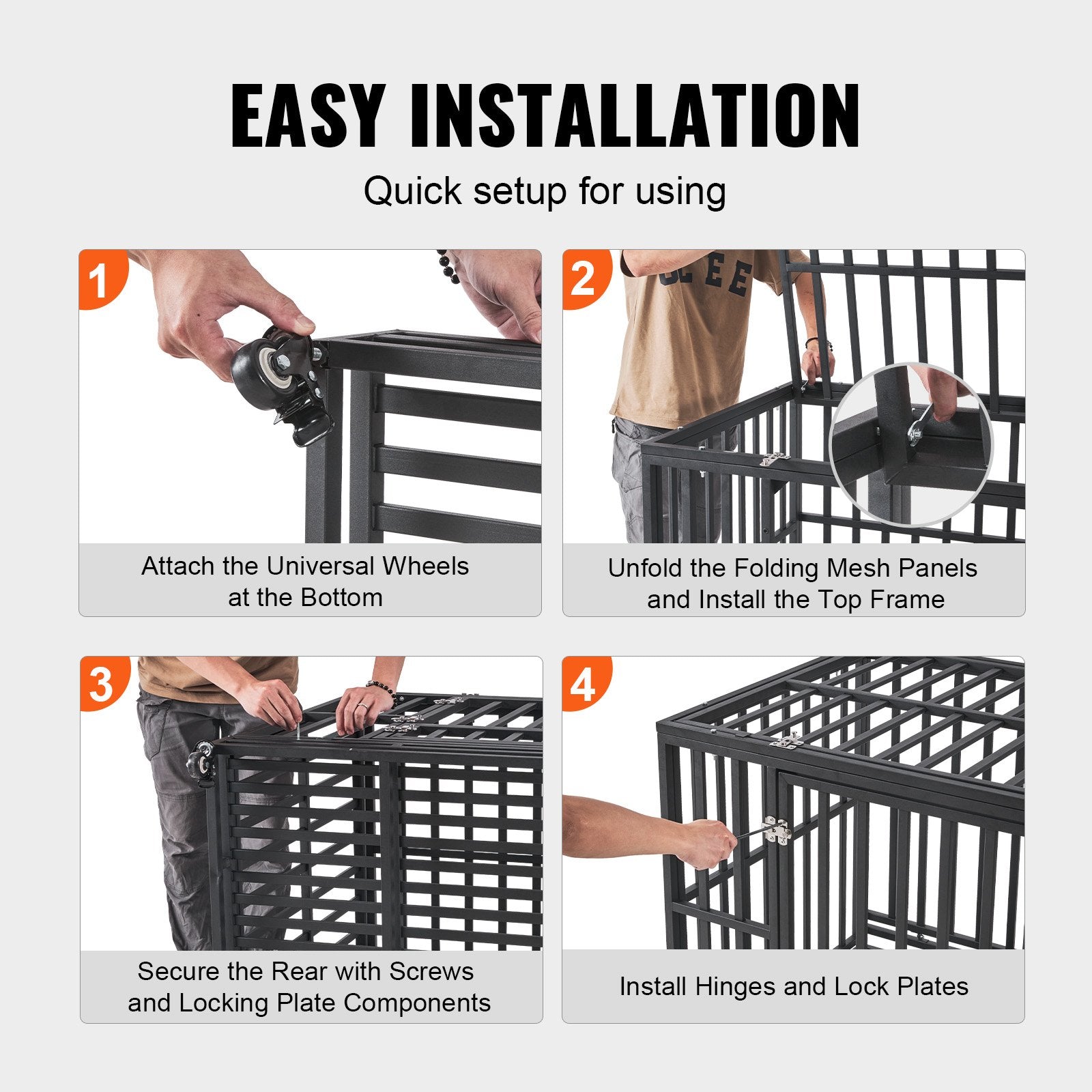 Dog Kennels: VEVOR Heavy Duty Dog Crate 38 in Metal Dog Kennel with Wheels and Removable Tray