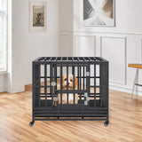 Dog Kennels: VEVOR Heavy Duty Dog Crate 38 in Metal Dog Kennel with Wheels and Removable Tray