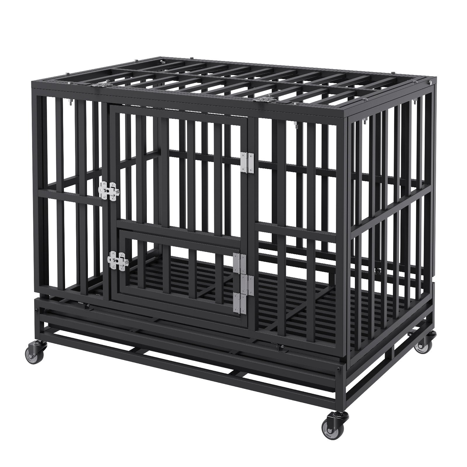 Dog Kennels: VEVOR Heavy Duty Dog Crate 38 in Metal Dog Kennel with Wheels and Removable Tray