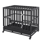 Dog Kennels: VEVOR Heavy Duty Dog Crate 38 in Metal Dog Kennel with Wheels and Removable Tray