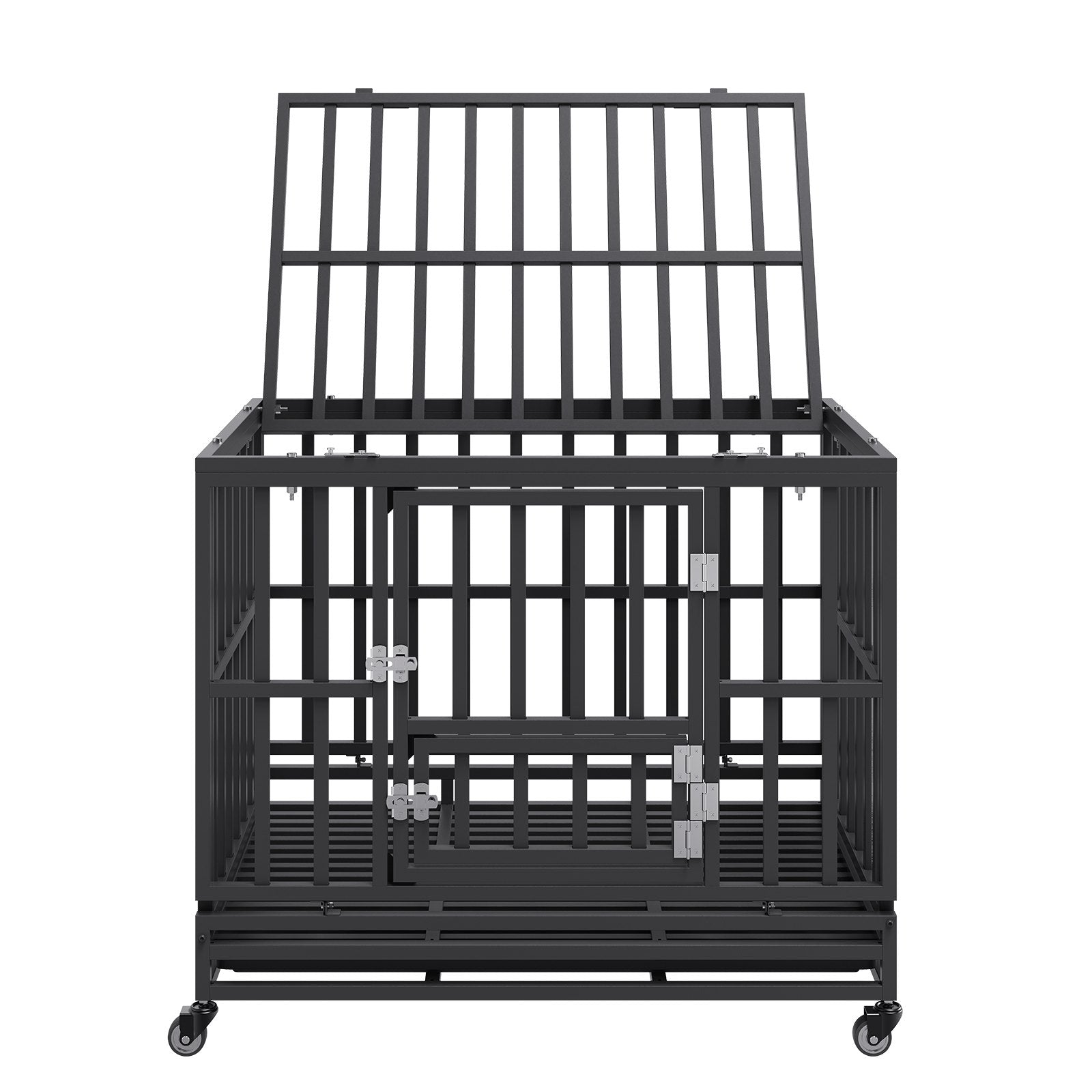 Dog Kennels: VEVOR Heavy Duty Dog Crate 38 in Metal Dog Kennel with Wheels and Removable Tray