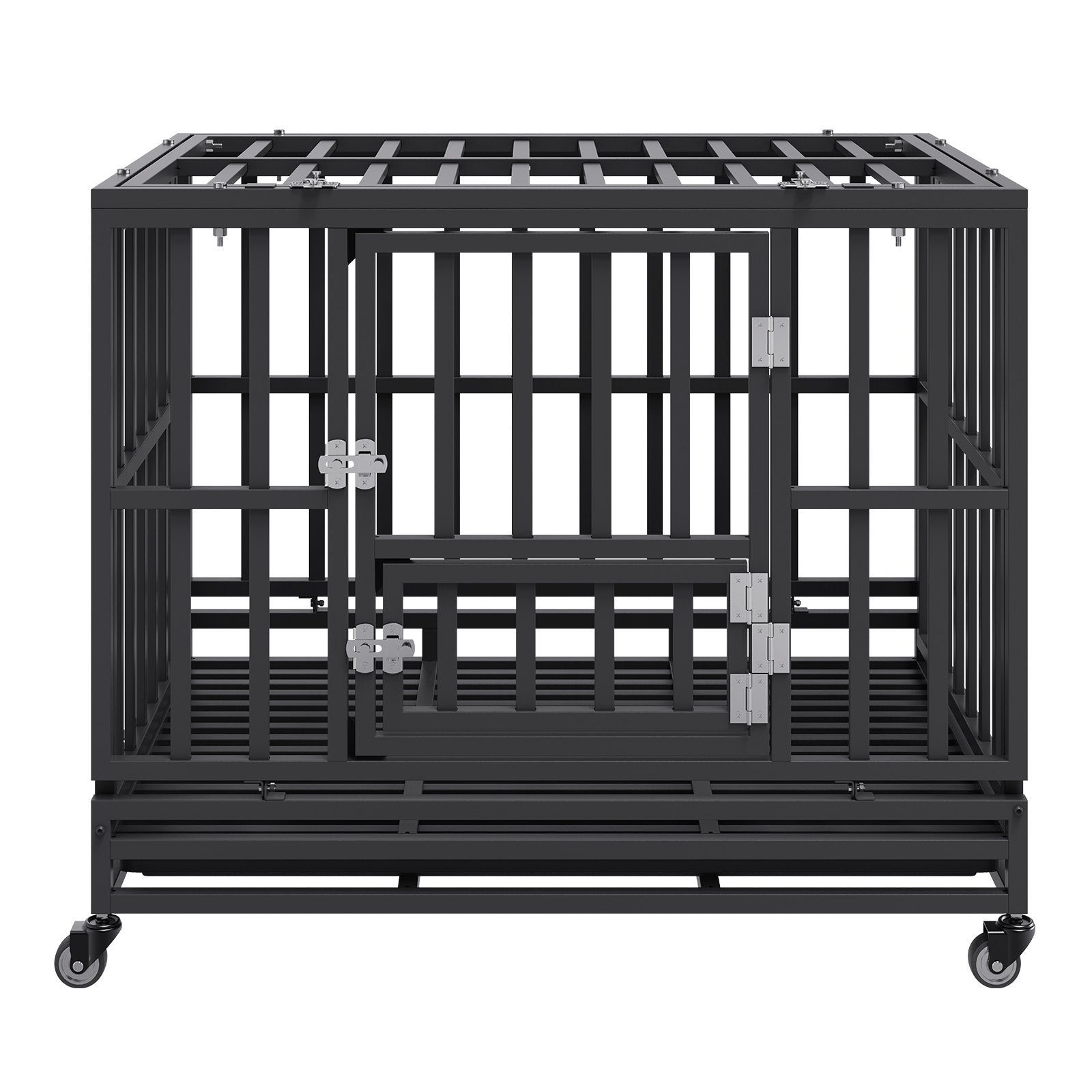 Dog Kennels: VEVOR Heavy Duty Dog Crate 38 in Metal Dog Kennel with Wheels and Removable Tray