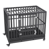 Cat Carriers & Crates: VEVOR 47 Inch Heavy Duty Dog Crate, Indestructible Dog Crate, 3-Door Heavy Duty Dog Kennel for Medium to Large Dogs with Lockable Wheels and Removable Tray, High Anxiety Dog Crate for Indoor & Outdoor