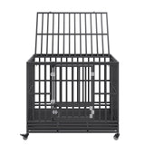 Cat Carriers & Crates: VEVOR 47 Inch Heavy Duty Dog Crate, Indestructible Dog Crate, 3-Door Heavy Duty Dog Kennel for Medium to Large Dogs with Lockable Wheels and Removable Tray, High Anxiety Dog Crate for Indoor & Outdoor