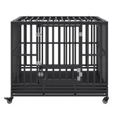 Cat Carriers & Crates: VEVOR 47 Inch Heavy Duty Dog Crate, Indestructible Dog Crate, 3-Door Heavy Duty Dog Kennel for Medium to Large Dogs with Lockable Wheels and Removable Tray, High Anxiety Dog Crate for Indoor & Outdoor