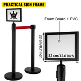 Traffic Control & Parking Tools: VEVOR Stanchion Post Barriers 4-Set Line Dividers, Stainless Steel Stanchions with 6.6 Black Retractable Belts, Stanchions with One Sign Frame, 34.6 Queue Safety Stanchions (Balck)