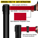 Traffic Control & Parking Tools: VEVOR Stanchion Post Barriers 4-Set Line Dividers, Stainless Steel Stanchions with 6.6 Black Retractable Belts, Stanchions with One Sign Frame, 34.6 Queue Safety Stanchions (Balck)