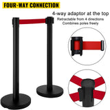 Traffic Control & Parking Tools: VEVOR Stanchion Post Barriers 4-Set Line Dividers, Stainless Steel Stanchions with 6.6 Black Retractable Belts, Stanchions with One Sign Frame, 34.6 Queue Safety Stanchions (Balck)
