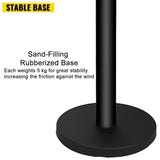 Traffic Control & Parking Tools: VEVOR Stanchion Post Barriers 4-Set Line Dividers, Stainless Steel Stanchions with 6.6 Black Retractable Belts, Stanchions with One Sign Frame, 34.6 Queue Safety Stanchions (Balck)