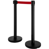 Traffic Control & Parking Tools: VEVOR Stanchion Post Barriers 4-Set Line Dividers, Stainless Steel Stanchions with 6.6 Black Retractable Belts, Stanchions with One Sign Frame, 34.6 Queue Safety Stanchions (Balck)