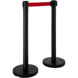 Traffic Control & Parking Tools: VEVOR Stanchion Post Barriers 4-Set Line Dividers, Stainless Steel Stanchions with 6.6 Black Retractable Belts, Stanchions with One Sign Frame, 34.6 Queue Safety Stanchions (Balck)