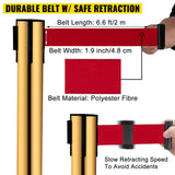 Traffic Control & Parking Tools: VEVOR Stanchion Post Barriers 6-Set Line Dividers, Stainless Steel Stanchions with 6.6 Red Retractable Belts, Stanchions with One Sign Frame, 34.6 Queue Safety Stanchions (Gold)