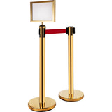 Traffic Control & Parking Tools: VEVOR Stanchion Post Barriers 6-Set Line Dividers, Stainless Steel Stanchions with 6.6 Red Retractable Belts, Stanchions with One Sign Frame, 34.6 Queue Safety Stanchions (Gold)