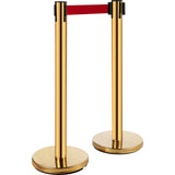 Traffic Control & Parking Tools: VEVOR Stanchion Post Barriers 6-Set Line Dividers, Stainless Steel Stanchions with 6.6 Red Retractable Belts, Stanchions with One Sign Frame, 34.6 Queue Safety Stanchions (Gold)