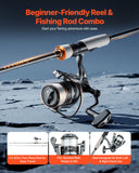 Rowing Boats: VEVOR Rod and Fishing Reel Combo, IM6 Fiberglass & Carbon Fiber Spinning Rod and Reel Combo, Bass Fishing Pole with 2m Two-Piece Rods, 6+1 Ball Bearings, Stainless Steel Guides with Ceramic Rings