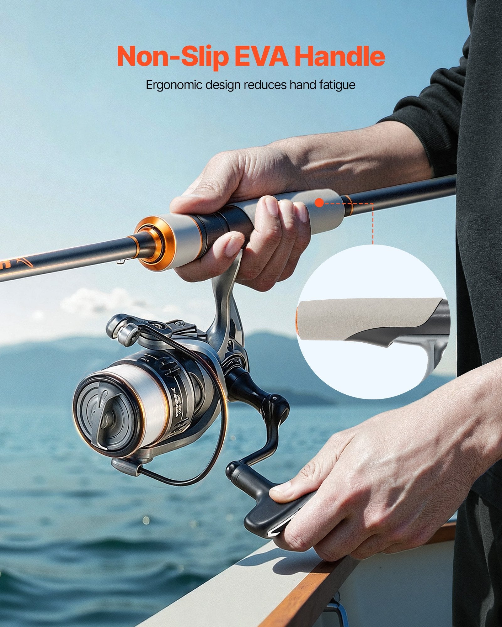 Rowing Boats: VEVOR Rod and Fishing Reel Combo, IM6 Fiberglass & Carbon Fiber Spinning Rod and Reel Combo, Bass Fishing Pole with 2m Two-Piece Rods, 6+1 Ball Bearings, Stainless Steel Guides with Ceramic Rings
