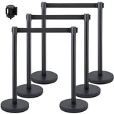 Building Toys: VEVOR Crowd Control Stanchion, Set of 6 Pieces Stanchion Set, Stanchion Set with 6.6 ft/2 m Black Retractable Belt, Black Crowd Control Barrier with Concrete and Metal Base  Easy Connect Assembly