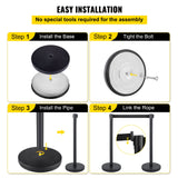 Building Toys: VEVOR Crowd Control Stanchion, Set of 6 Pieces Stanchion Set, Stanchion Set with 6.6 ft/2 m Black Retractable Belt, Black Crowd Control Barrier with Concrete and Metal Base  Easy Connect Assembly