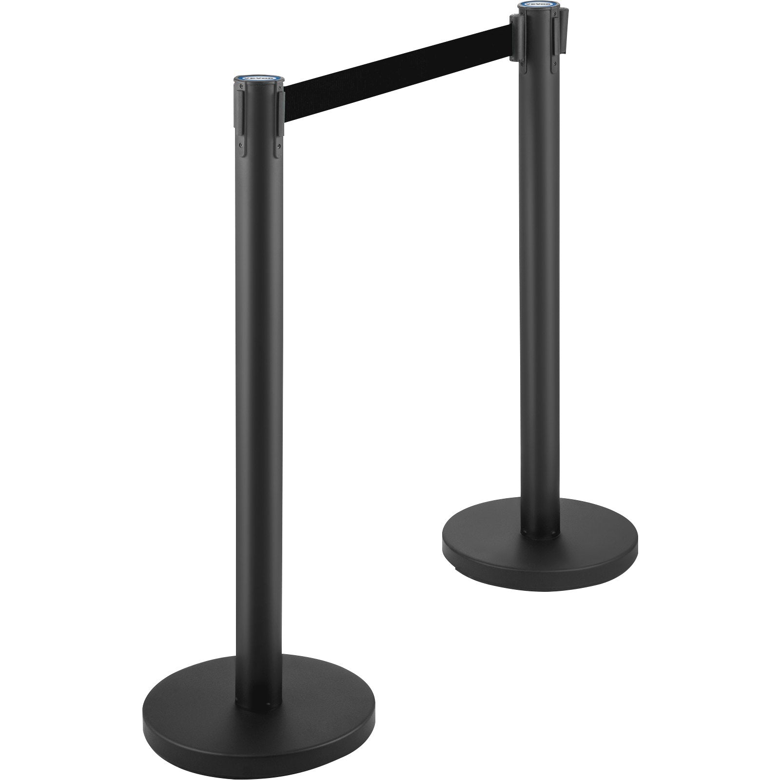 Building Toys: VEVOR Crowd Control Stanchion, Set of 6 Pieces Stanchion Set, Stanchion Set with 6.6 ft/2 m Black Retractable Belt, Black Crowd Control Barrier with Concrete and Metal Base  Easy Connect Assembly