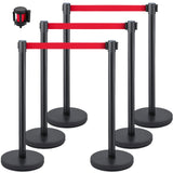 Fencing & Barriers: VEVOR Crowd Control Stanchion, Set of 6 Pieces Stanchion Set, Stanchion Set with 6.6 ft/2 m Red Retractable Belt, Crowd Control Barrier with Rubber Base  Easy Connect Assembly for Crowd Control (Black)