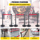 Fencing & Barriers: VEVOR Crowd Control Stanchion, Set of 6 Pieces Stanchion Set, Stanchion Set with 6.6 ft/2 m Red Retractable Belt, Crowd Control Barrier with Rubber Base  Easy Connect Assembly for Crowd Control (Black)