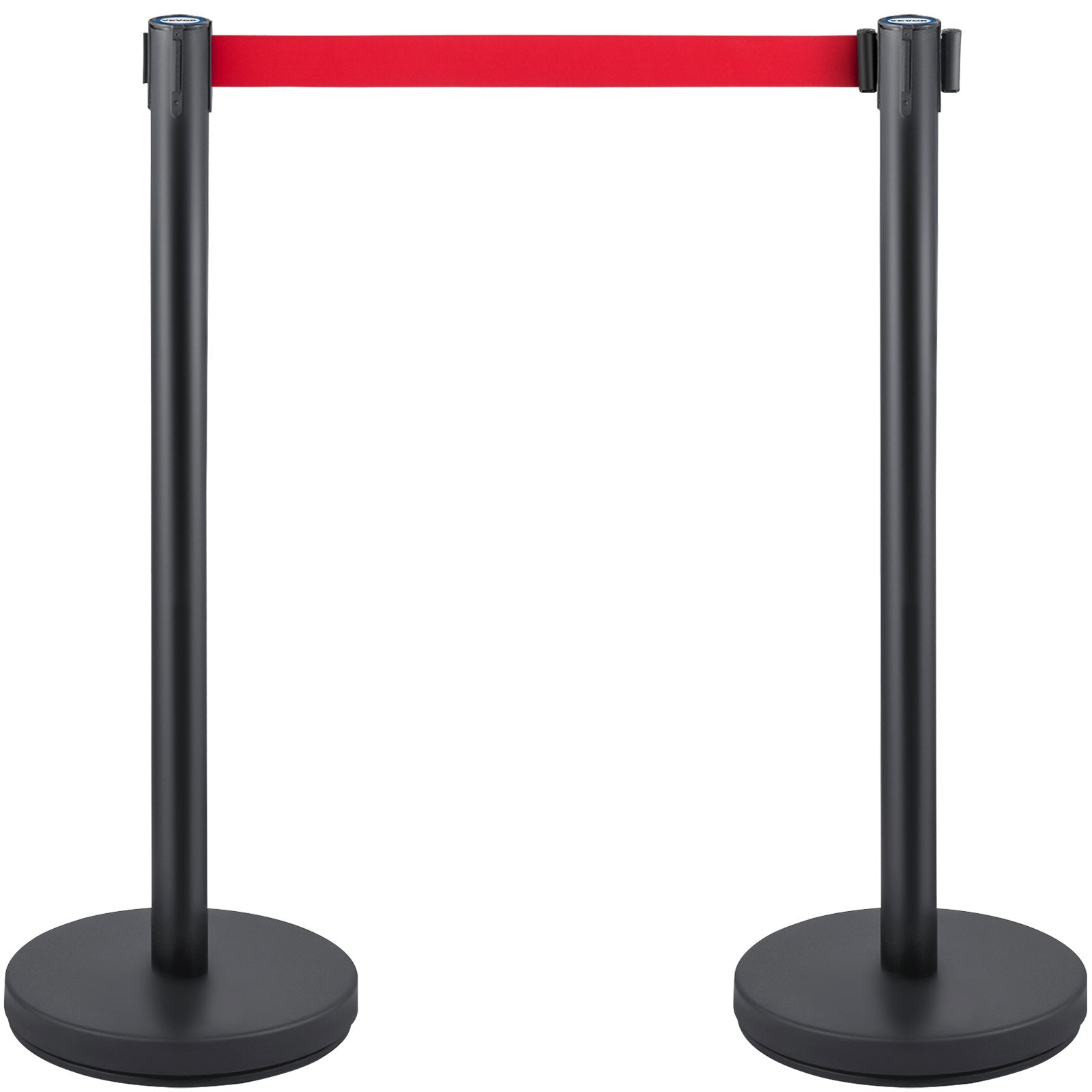 Fencing & Barriers: VEVOR Crowd Control Stanchion, Set of 6 Pieces Stanchion Set, Stanchion Set with 6.6 ft/2 m Red Retractable Belt, Crowd Control Barrier with Rubber Base  Easy Connect Assembly for Crowd Control (Black)