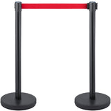 Fencing & Barriers: VEVOR Crowd Control Stanchion, Set of 6 Pieces Stanchion Set, Stanchion Set with 6.6 ft/2 m Red Retractable Belt, Crowd Control Barrier with Rubber Base  Easy Connect Assembly for Crowd Control (Black)