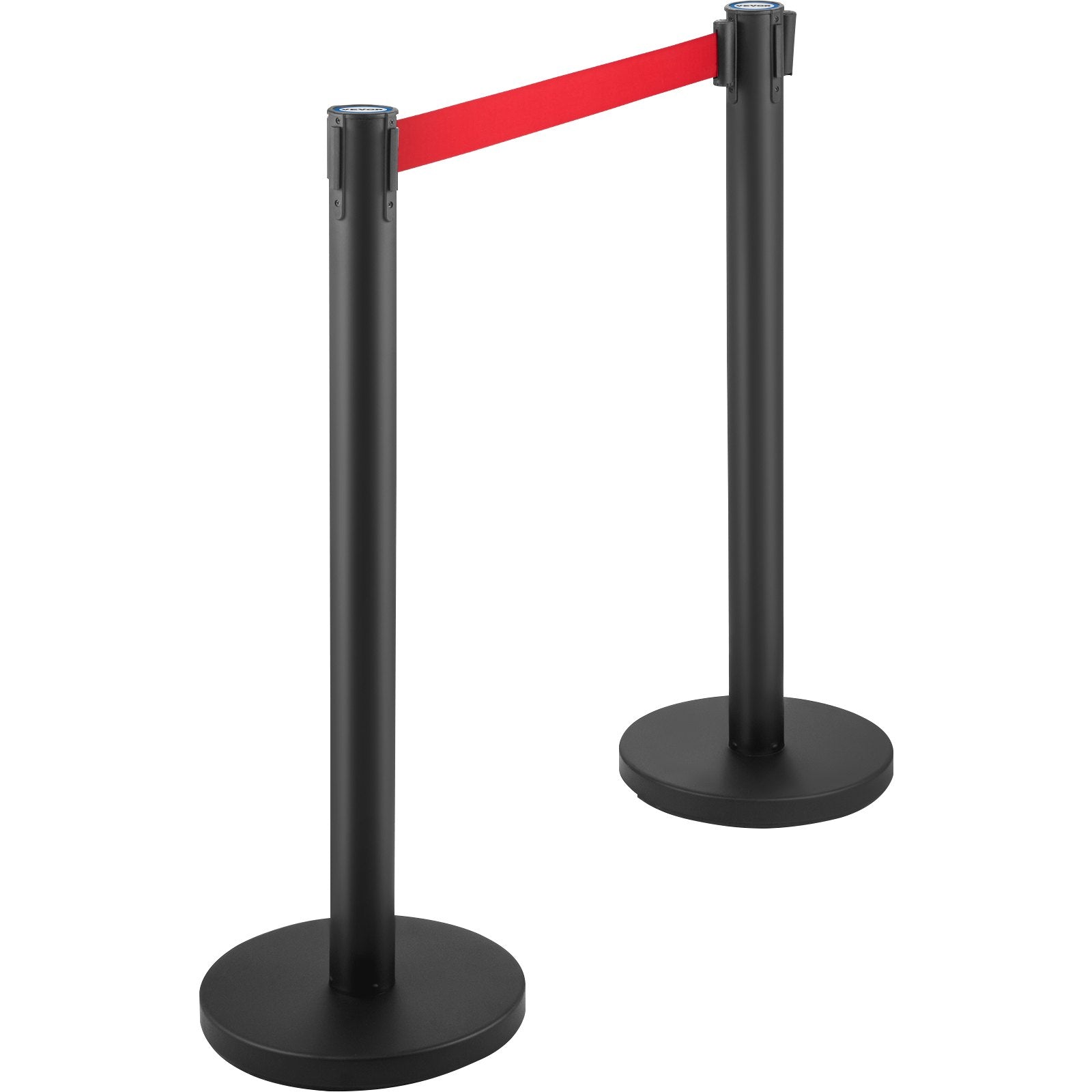 Fencing & Barriers: VEVOR Crowd Control Stanchion, Set of 6 Pieces Stanchion Set, Stanchion Set with 6.6 ft/2 m Red Retractable Belt, Crowd Control Barrier with Rubber Base  Easy Connect Assembly for Crowd Control (Black)